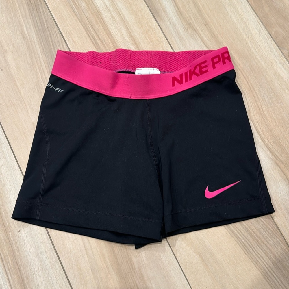 Nike Pro Dri-Fit Black & Pink Shorts - size small